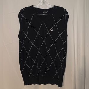 Black Argyle V-Neck Knit Vest